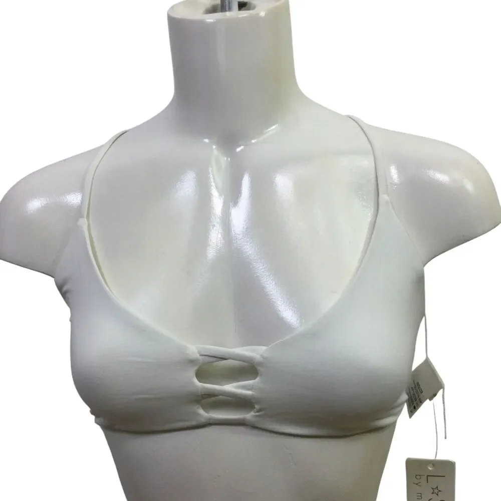 L*Space Womens One-Shoulder Swim Bikini Top Sleeveless White Size Medium NWT